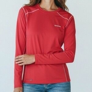 SIMMS Shirt Women‎ S Coral Pink SolarFlex Fishing SPF Lightweight Outdoor Layer